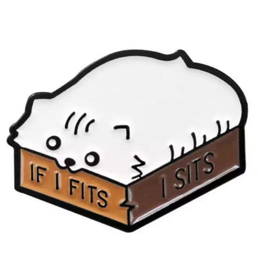 NWT If I Fits I Sits Cat Kitty Enamel Pin